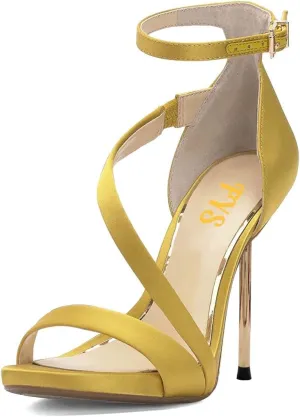 FYS Women Gorgeous Open Toe Ankle Strap Platform Sandals Sexy Strappy Stiletto High Heels Buckle Prom Party Dress Shoes Size 4-15 US