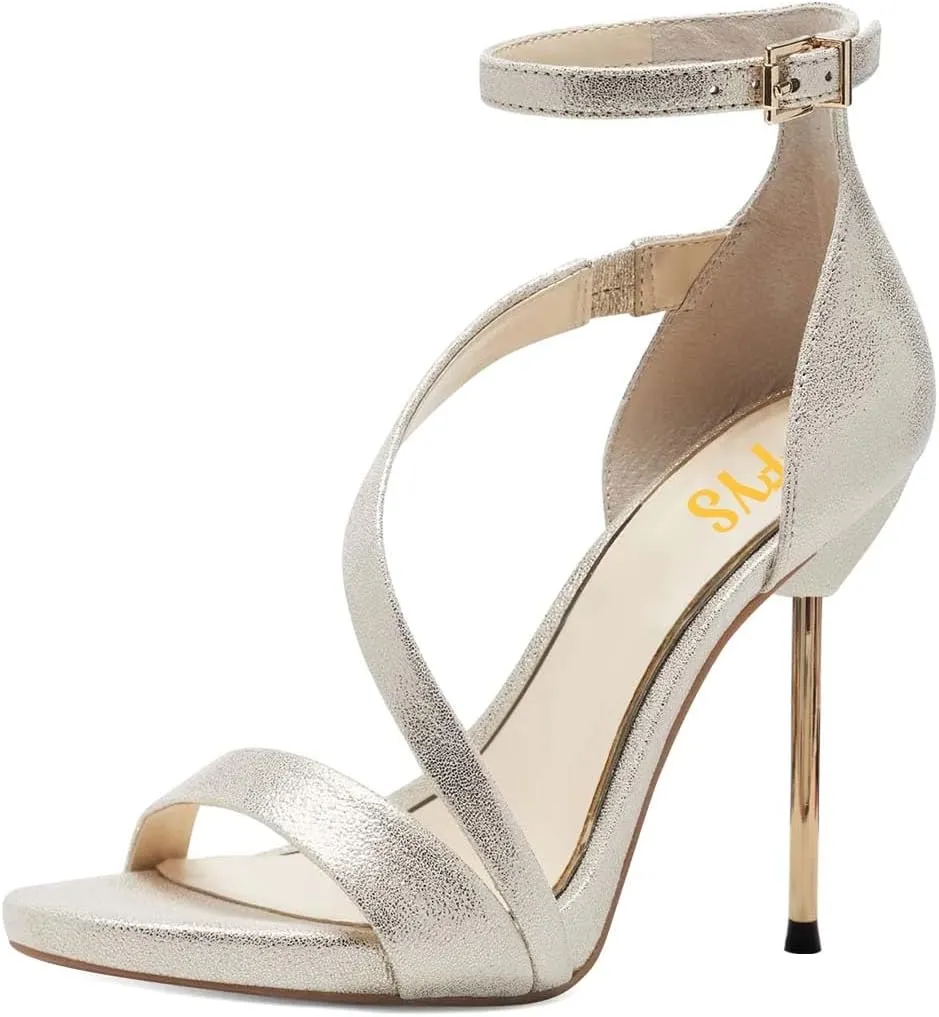 FYS Women Gorgeous Open Toe Ankle Strap Platform Sandals Sexy Strappy Stiletto High Heels Buckle Prom Party Dress Shoes Size 4-15 US
