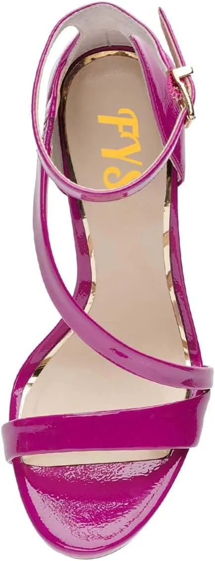 FYS Women Gorgeous Open Toe Ankle Strap Platform Sandals Sexy Strappy Stiletto High Heels Buckle Prom Party Dress Shoes Size 4-15 US