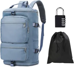 Geelragaly Gym Bag Men Women shoe compartment wetpocket 30L Suitable sports,fitness,short distance travelshoe cover password lock kit,blue