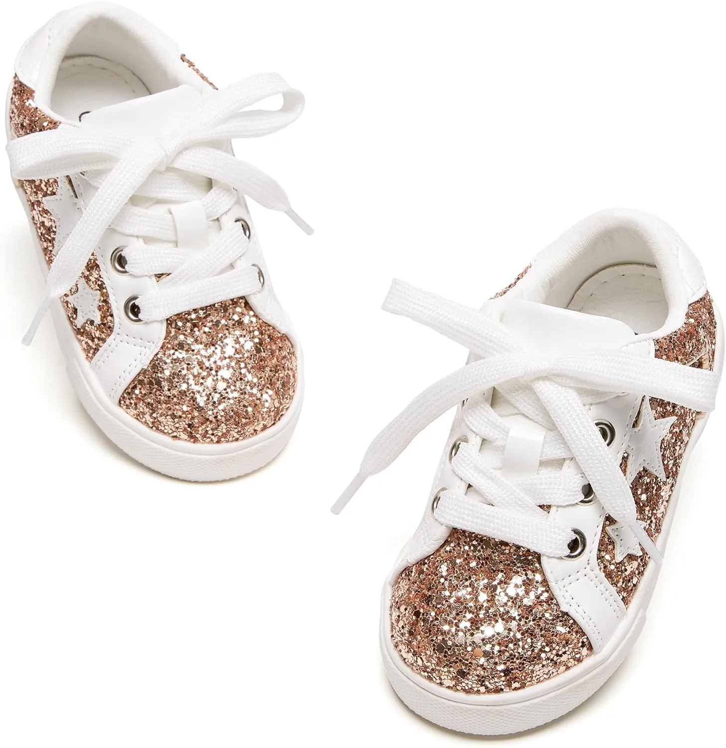 GINFIVE Toddler Girls Sneakers Little Girls Slip On Shoes Glitter Sneakers Toddler