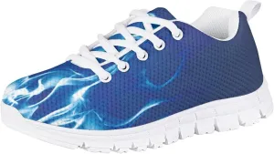 Girls Boys Cute Tennis Shoes Lightweight Soft Sport Sneakers Lace Up Lemon Butterfly Print Kids Running Shoes