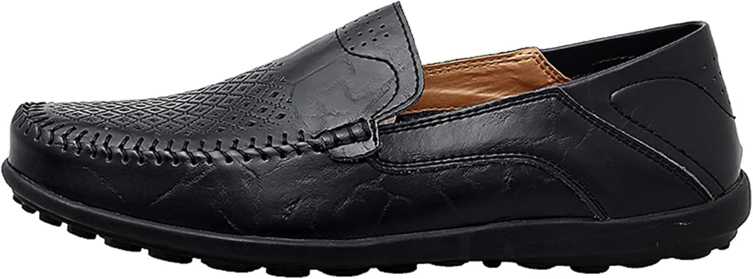 Go Tour Men's Premium Genuine Leather Casual Slip on Loafers Breathable Driving Shoes Fashion Slipper