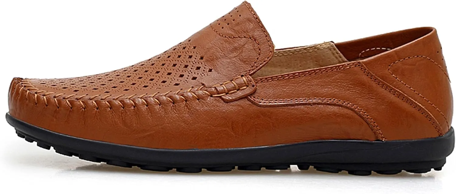 Go Tour Men's Premium Genuine Leather Casual Slip on Loafers Breathable Driving Shoes Fashion Slipper