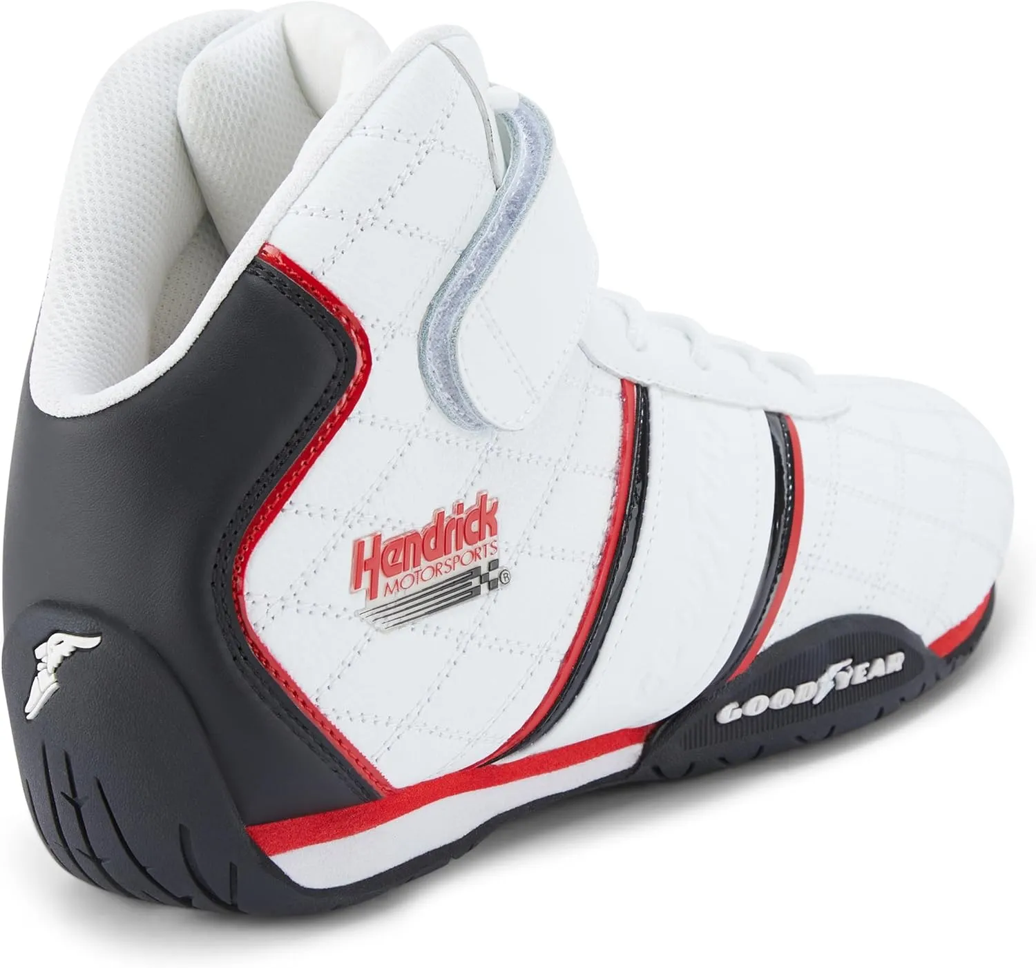 Goodyear Racing Mens Driving Sneakers Hendrick Motorsports Accelerate High Top Athletic Leather Racing Shoes for Adults Performance Footwear with Non-Slip EVA Rubber Soles