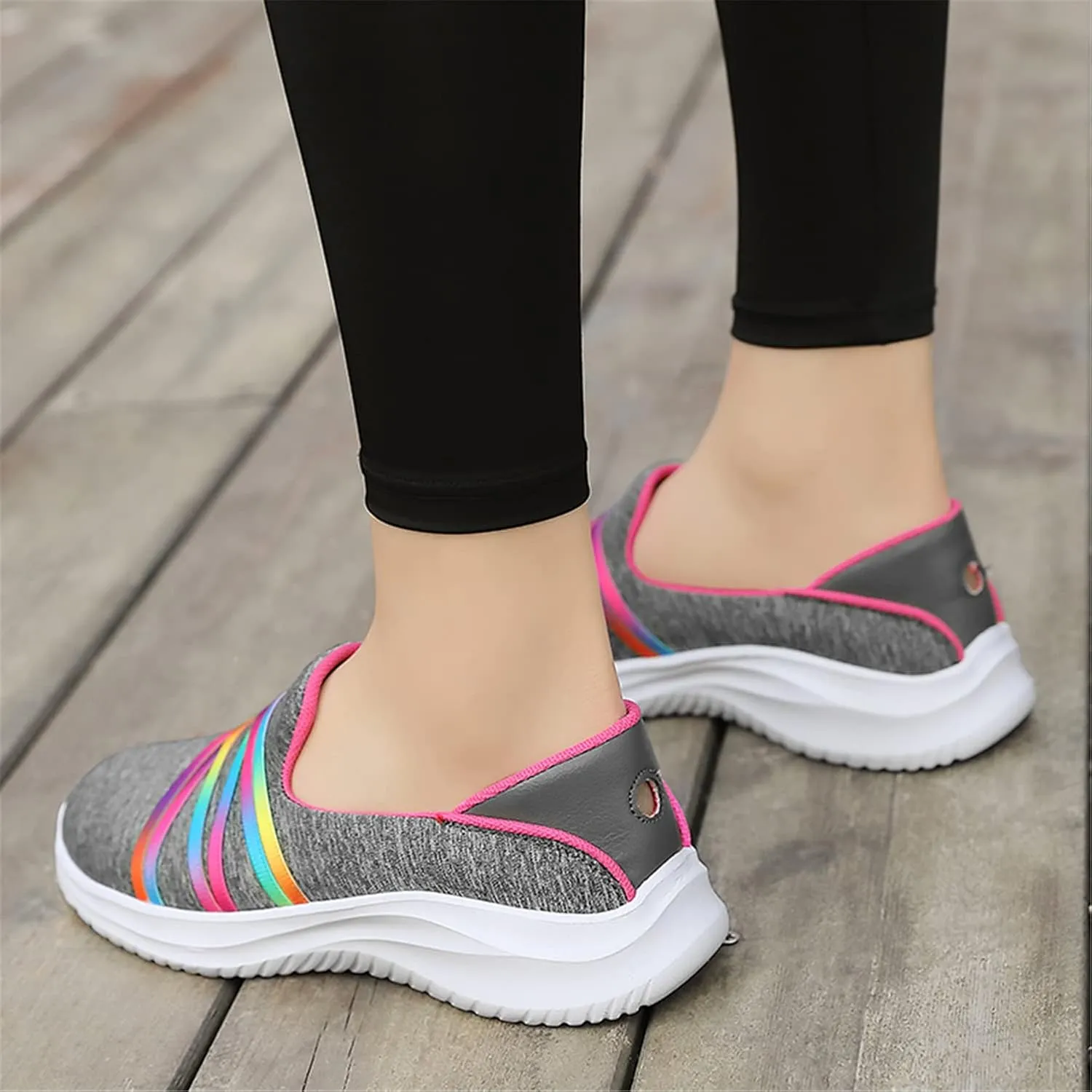 GOSPT Women's Knit Slip on Loafers Lightweight Nurse Walking Flat Sneakers Work Shoes