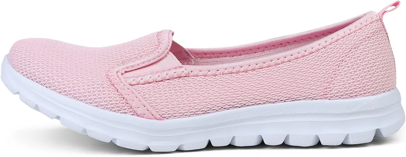 GOSPT Women's Knit Walking Shoes Lightweight Breathable Mesh Slip on Low Top Loafer Flats