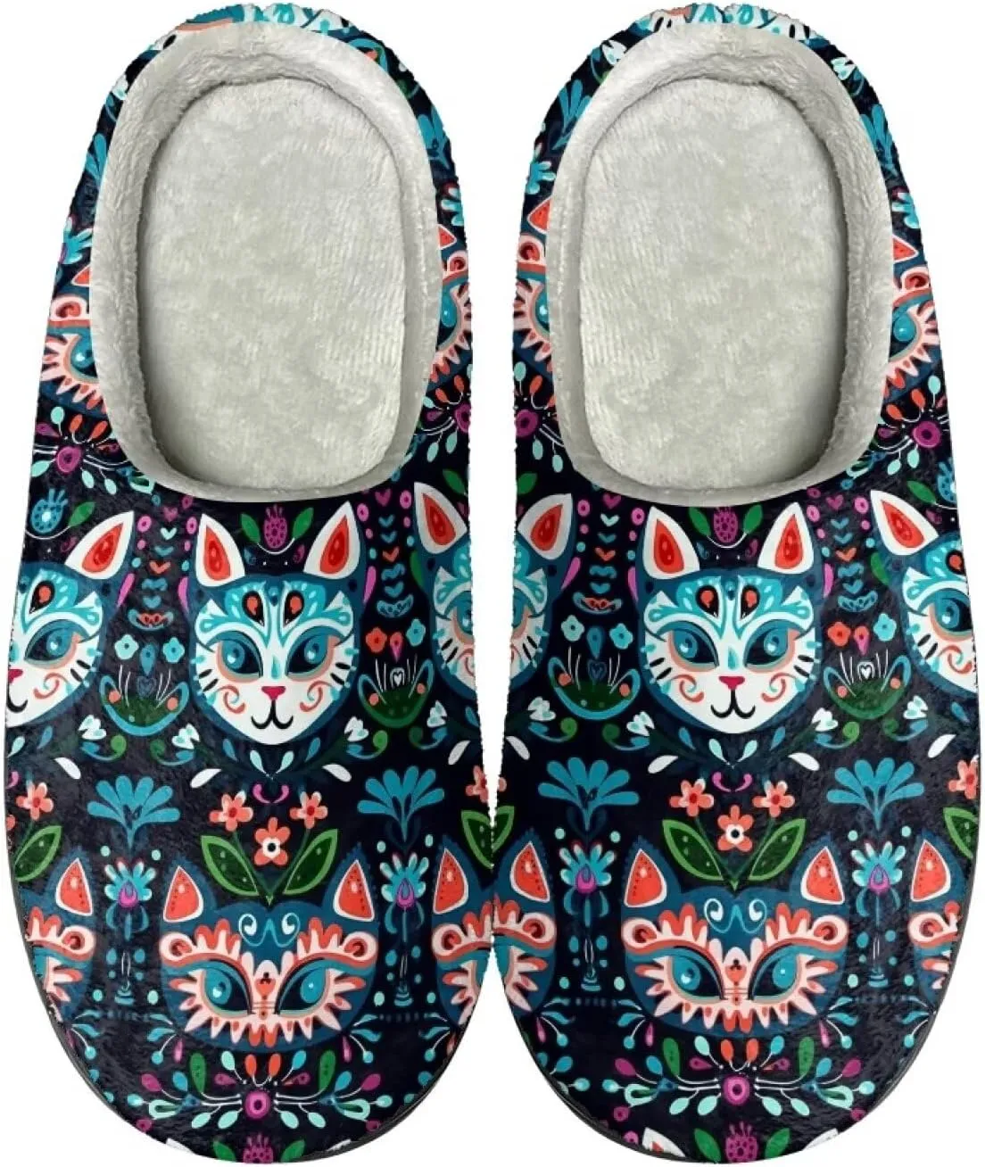 Gothic Skull Unisex Adults Comfortable Spa House Slippers Tiger Comfort Fuzzy Shoes Winter Indoor Slipper