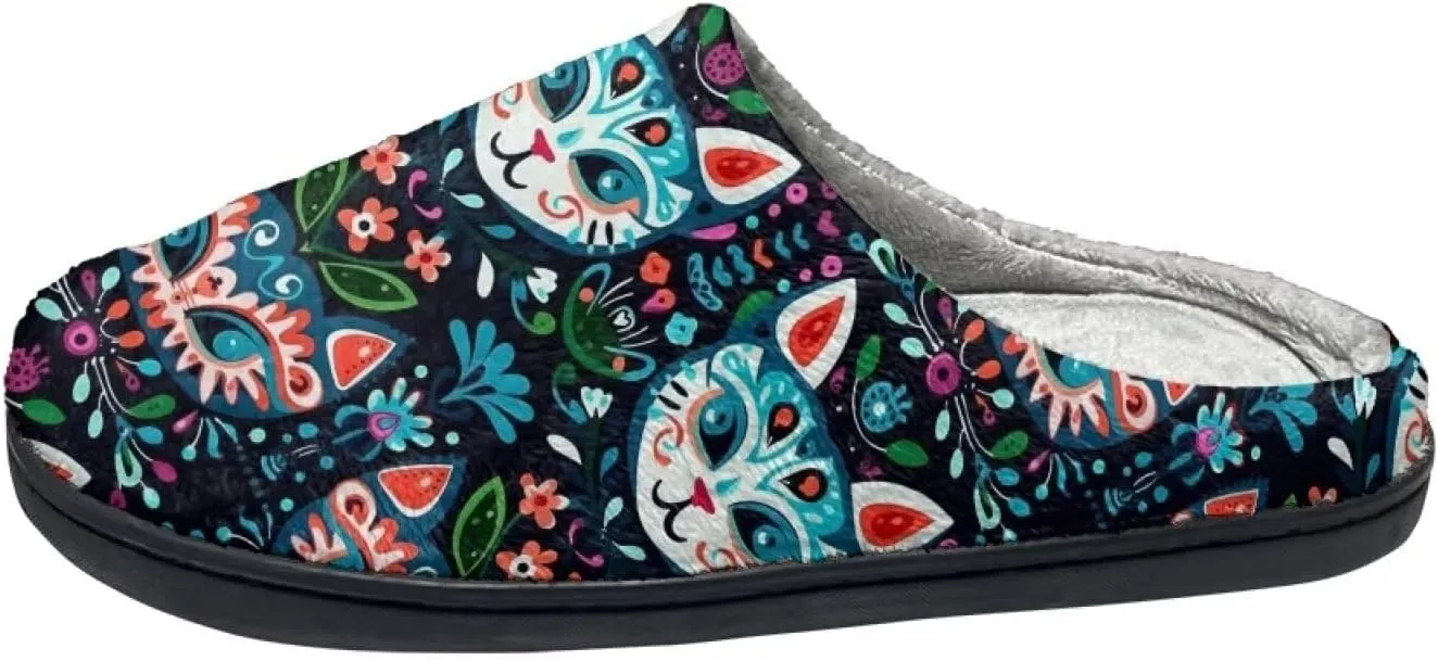 Gothic Skull Unisex Adults Comfortable Spa House Slippers Tiger Comfort Fuzzy Shoes Winter Indoor Slipper