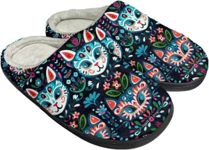 Gothic Skull Unisex Adults Comfortable Spa House Slippers Tiger Comfort Fuzzy Shoes Winter Indoor Slipper