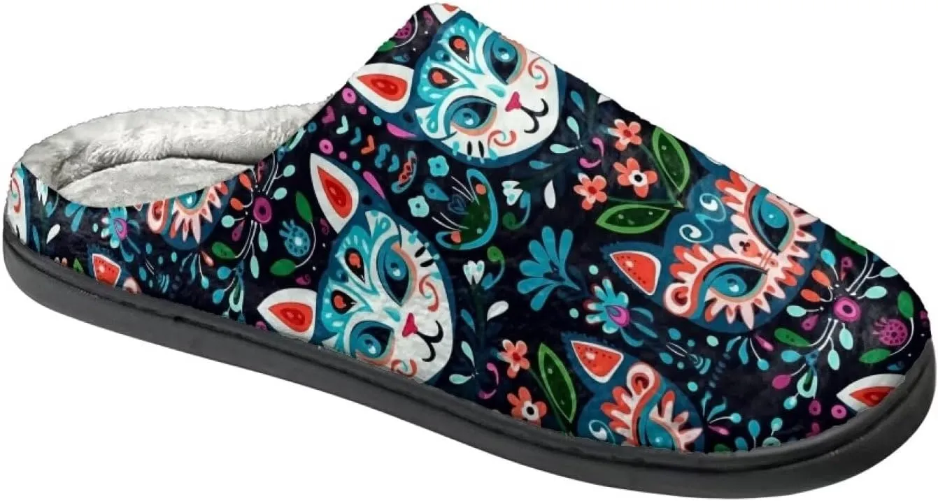 Gothic Skull Unisex Adults Comfortable Spa House Slippers Tiger Comfort Fuzzy Shoes Winter Indoor Slipper