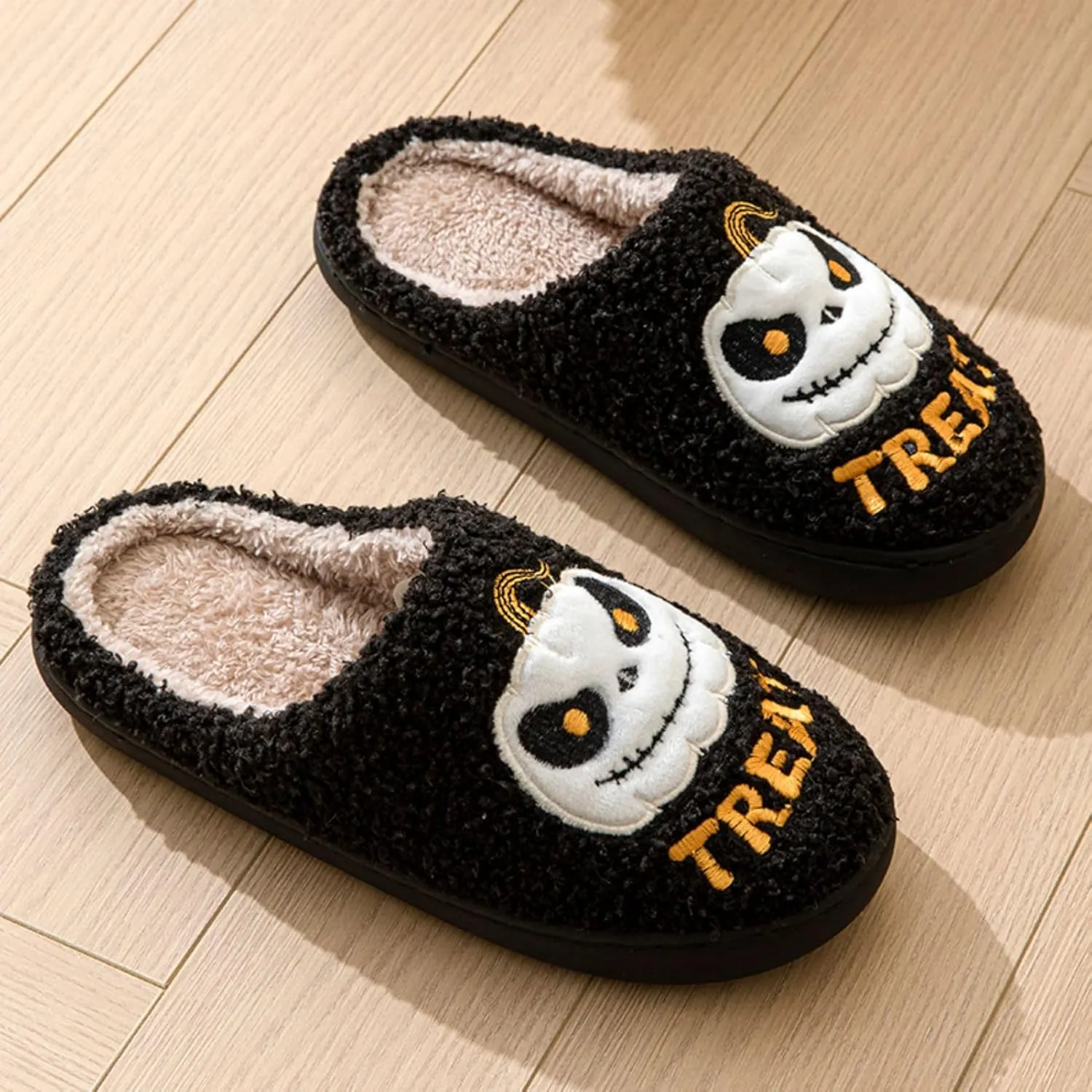 Grimace Halloween Soft Plush Comfy Slippers - Pumpkin Slippers, Slip-on, Cozy Indoor/Outdoor, Fluffy for Women & Men