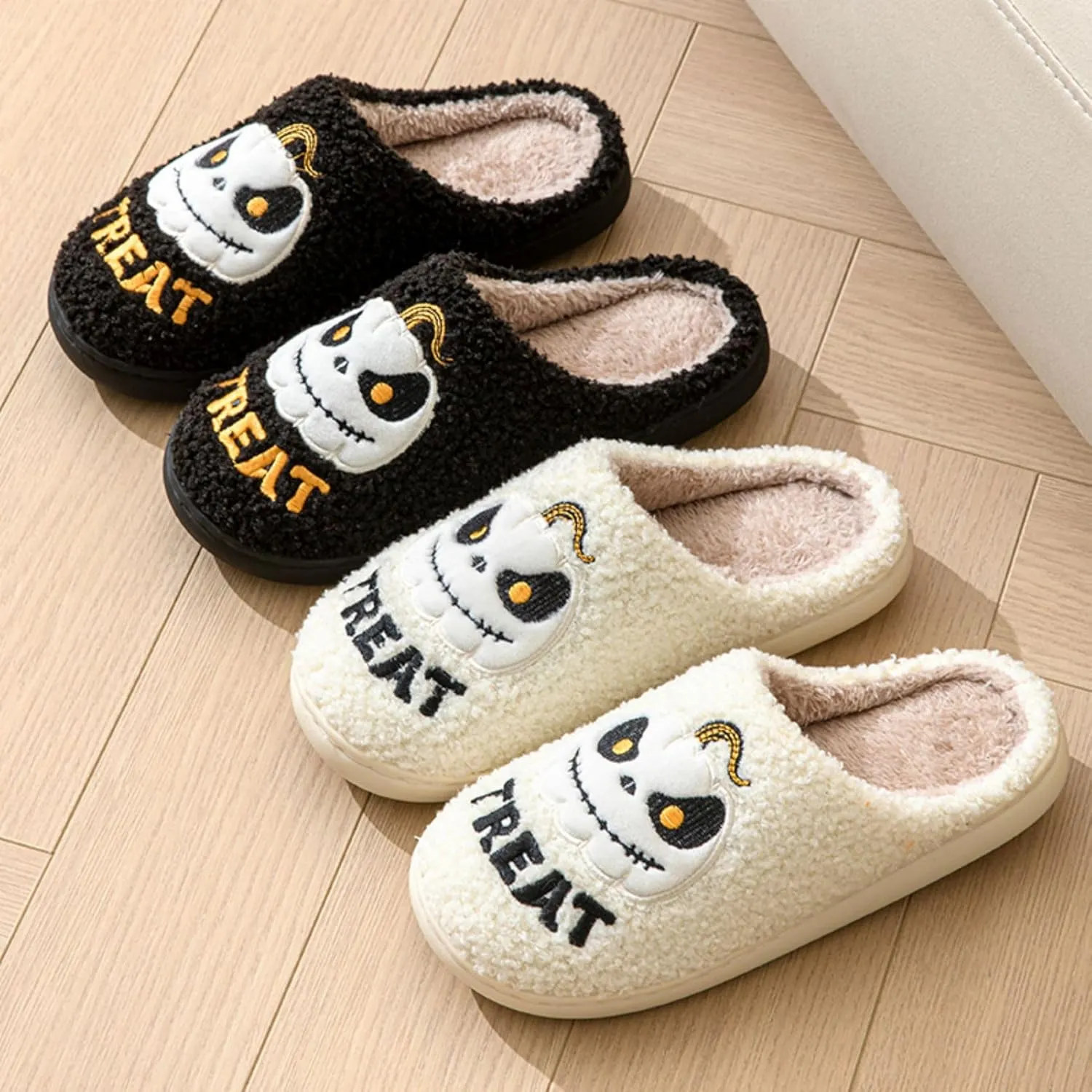 Grimace Halloween Soft Plush Comfy Slippers - Pumpkin Slippers, Slip-on, Cozy Indoor/Outdoor, Fluffy for Women & Men