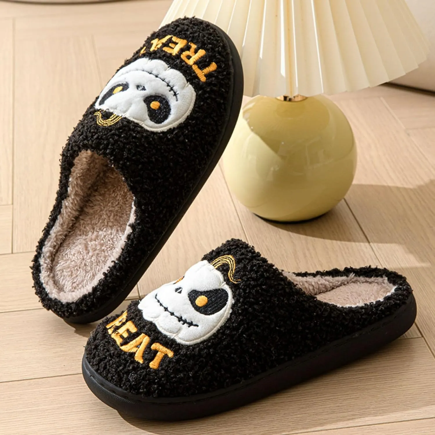 Grimace Halloween Soft Plush Comfy Slippers - Pumpkin Slippers, Slip-on, Cozy Indoor/Outdoor, Fluffy for Women & Men