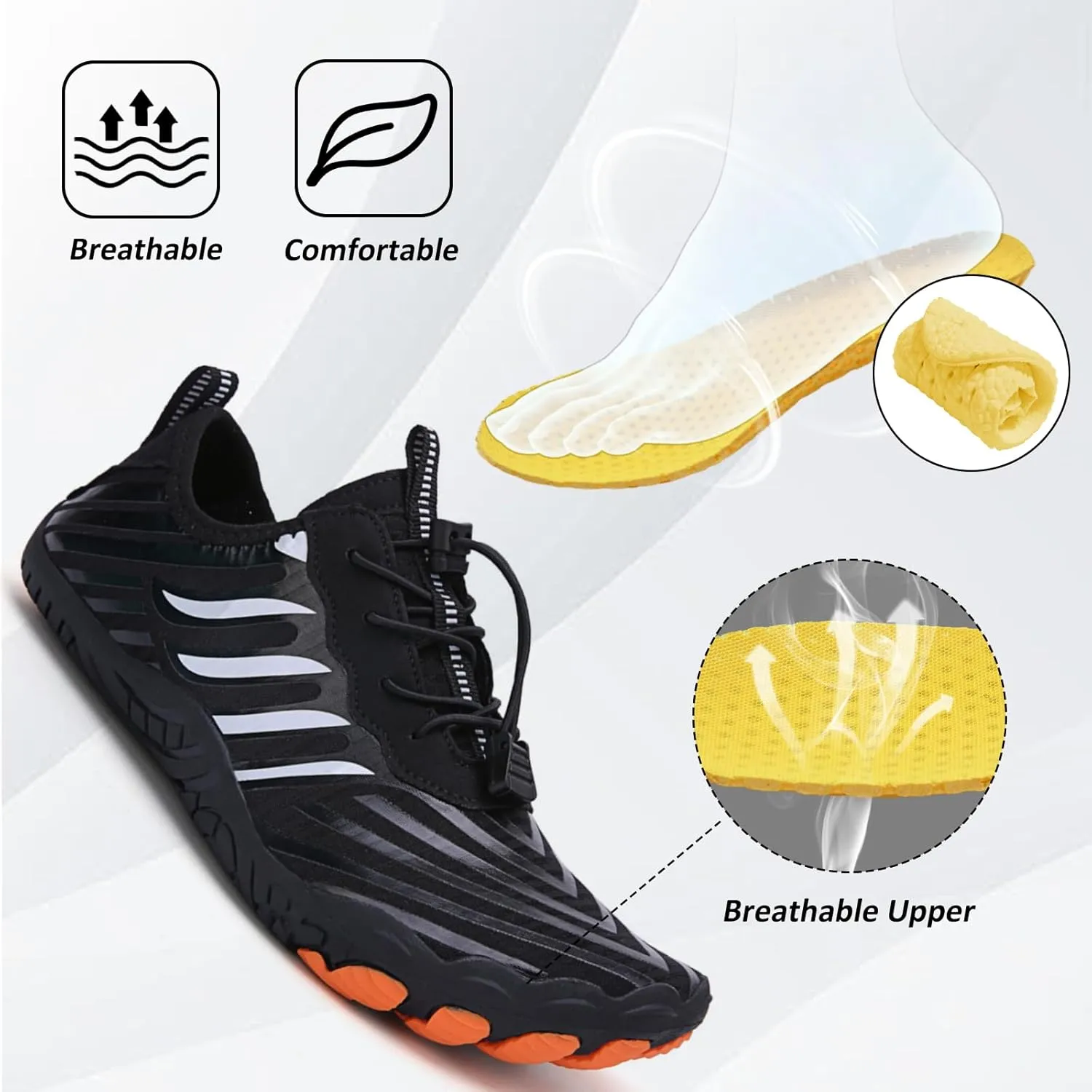 Grounded Footwear for Women Men, Barefoot Shoes Non-Slip Wide Toe, Hike Lightweight Drop Zero Quick-Dry Breathable