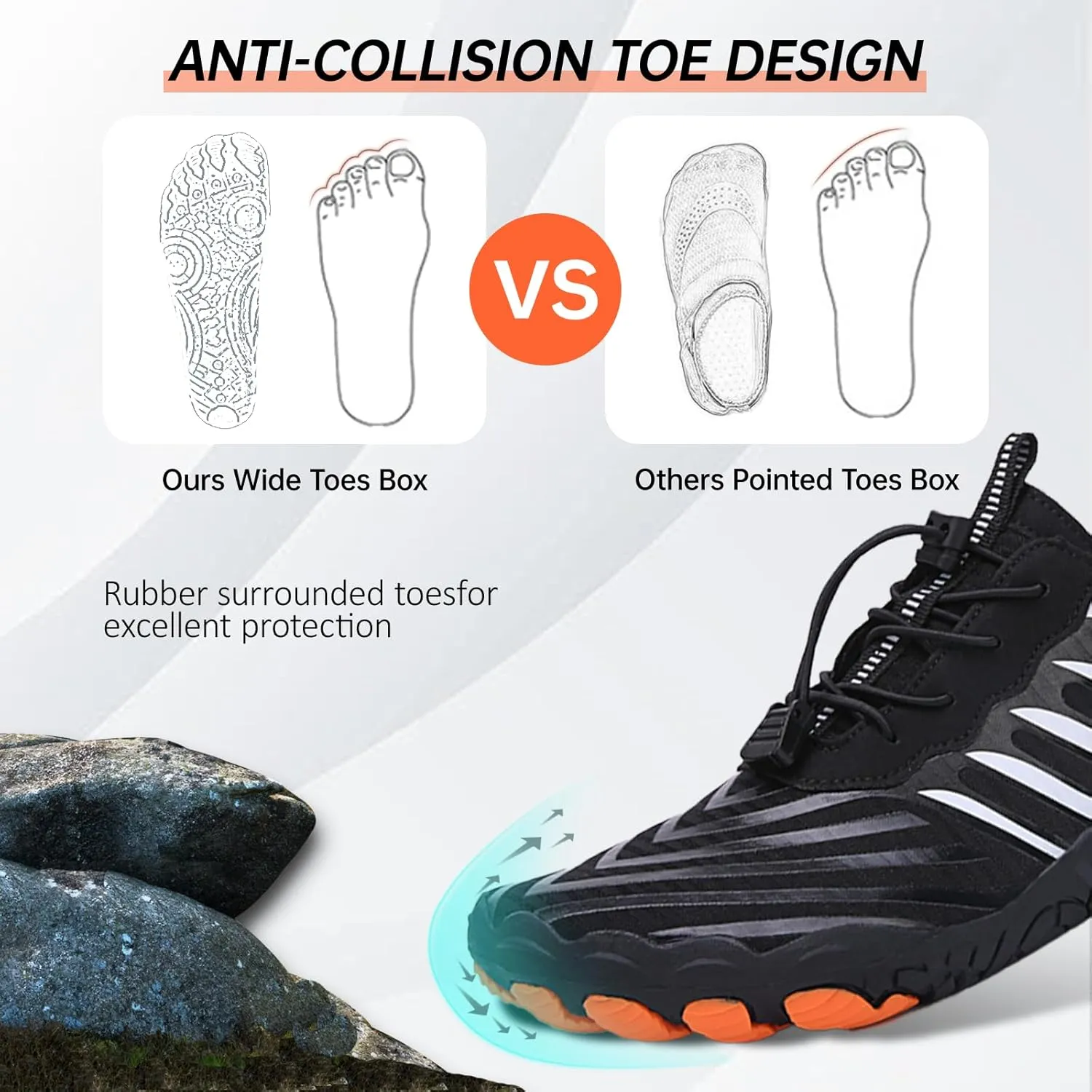 Grounded Footwear for Women Men, Barefoot Shoes Non-Slip Wide Toe, Hike Lightweight Drop Zero Quick-Dry Breathable