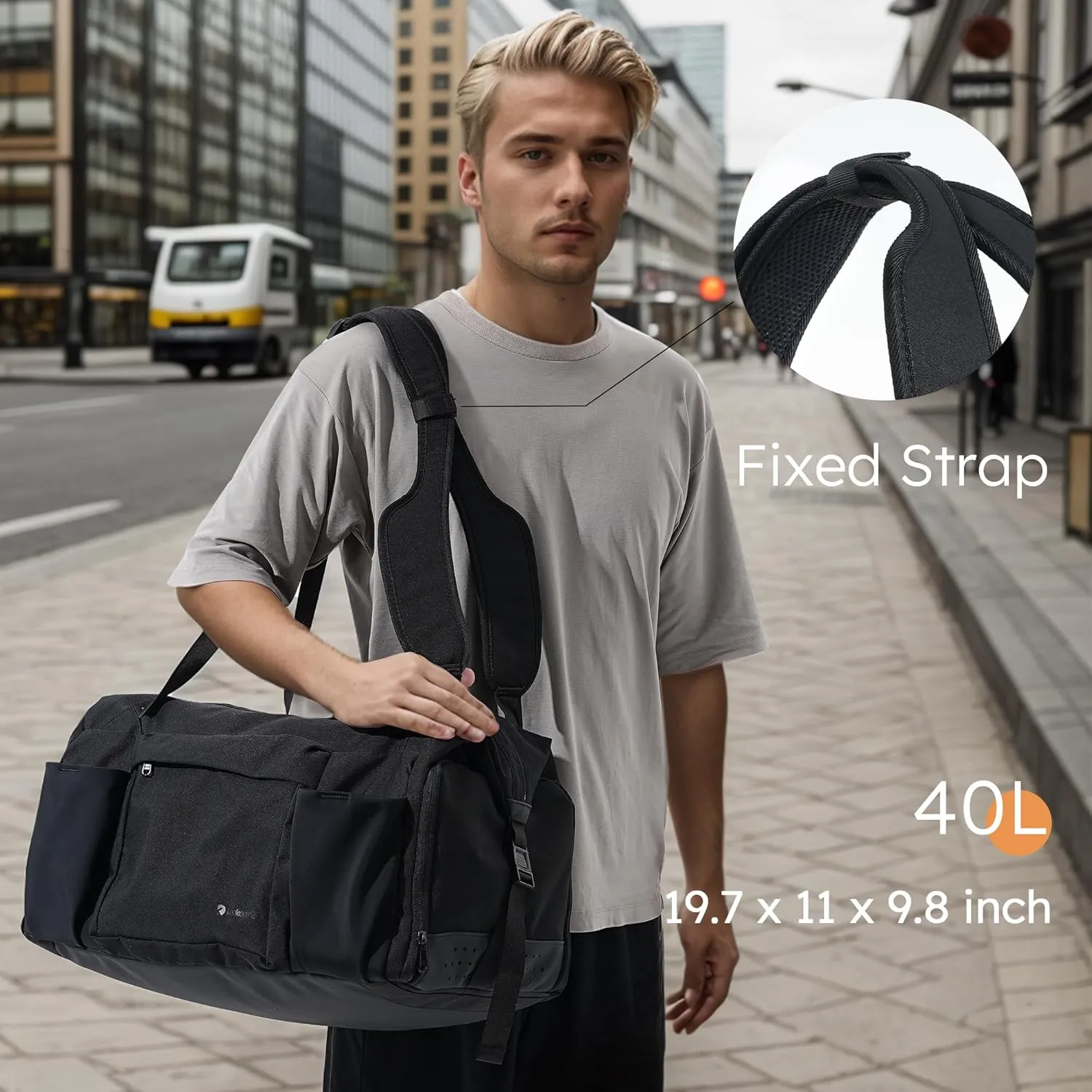 Gym Bag for Men with Shoes Compartment and Wet Pocket Convertible Duffle Bag and Gym Backpack Waterproof Sports Bags for Men with 2 Bottle Holders Multipurpose Weekender Overnight Bag -Black