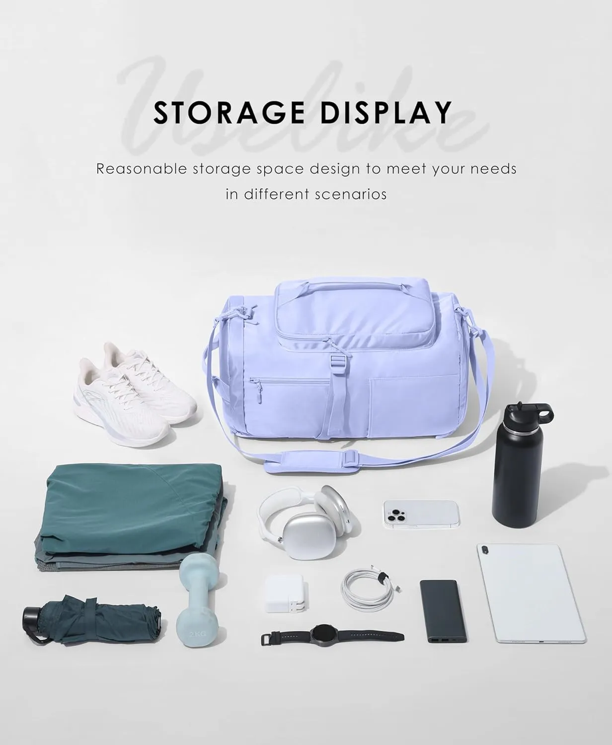 Gym Bag for Women Workout Gym Backpack with Shoe Compartment Sports Duffel Bag Multiple Pockets 30L (Lavender)