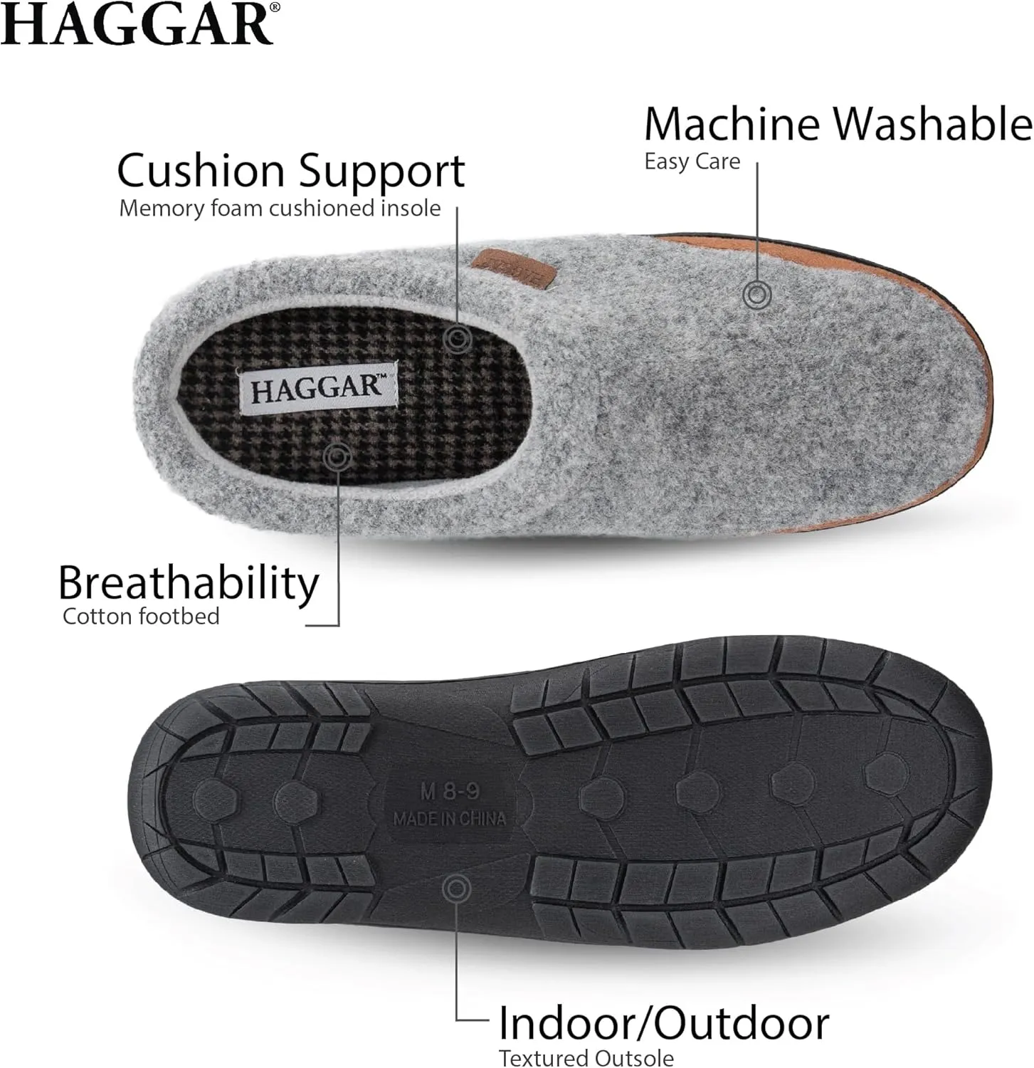 Haggar Men's Clog Slipper House Shoe Indoor/Outdoor with Memory Foam Comfort