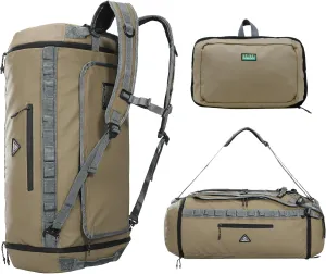 Haimont Duffel Backpack Bag 50L Water Repellent Sports Gym Bag Foldable Men Women with Shoe Compartment for Travel Hiking Camping Outdoor, Upgrade, Khaki