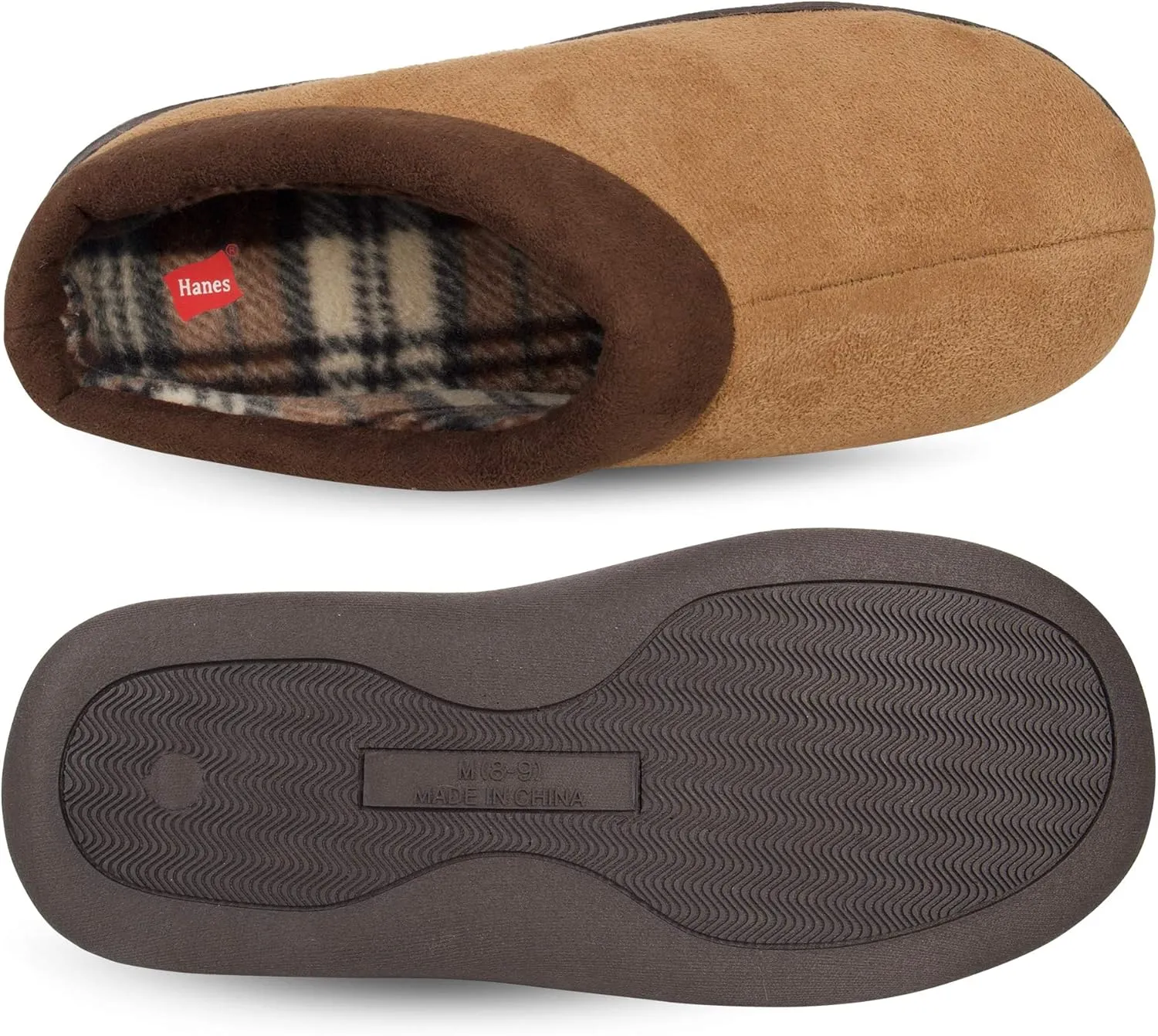 Hanes Men's Memory Foam Indoor Outdoor Microsuede Clog Slipper Shoe with Fresh Iq