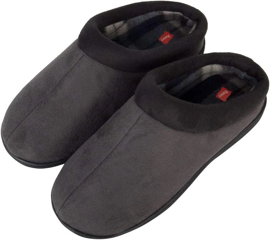 Hanes Men's Memory Foam Indoor Outdoor Microsuede Clog Slipper Shoe with Fresh Iq