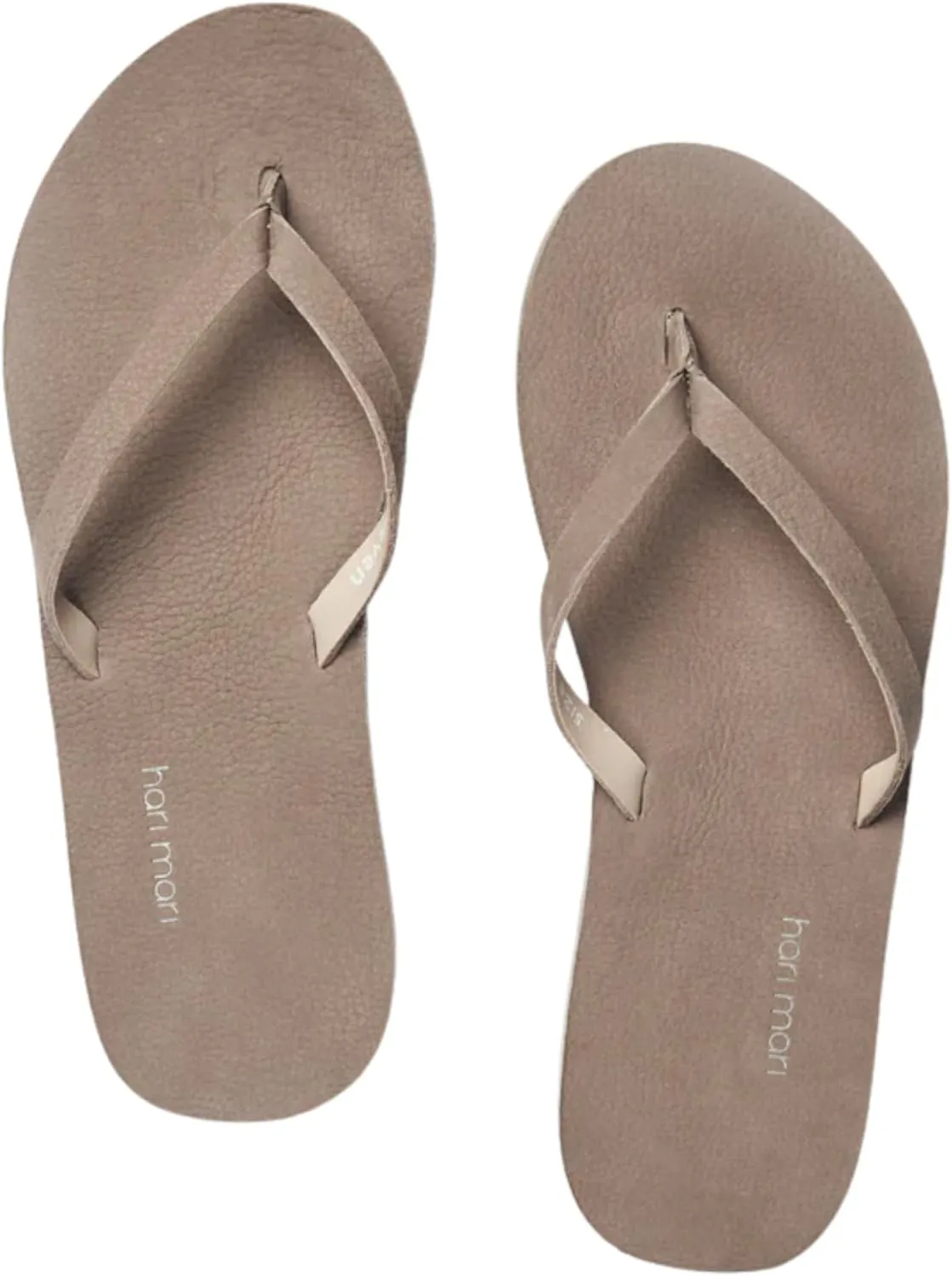 Hari Mari- Meadows- Women's Nubuck Leather Slim Fit Flip Flops with Soft V-Cut Strap- No Break Ins, Firm Arch Support, and Slim Contoured Sandal Profile