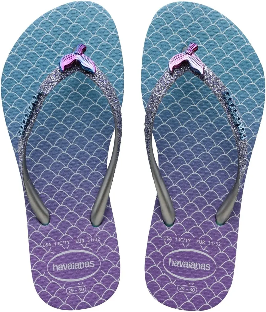 Havaianas Girl's Kids Slim Glitter Sandal Blue Flip Flop