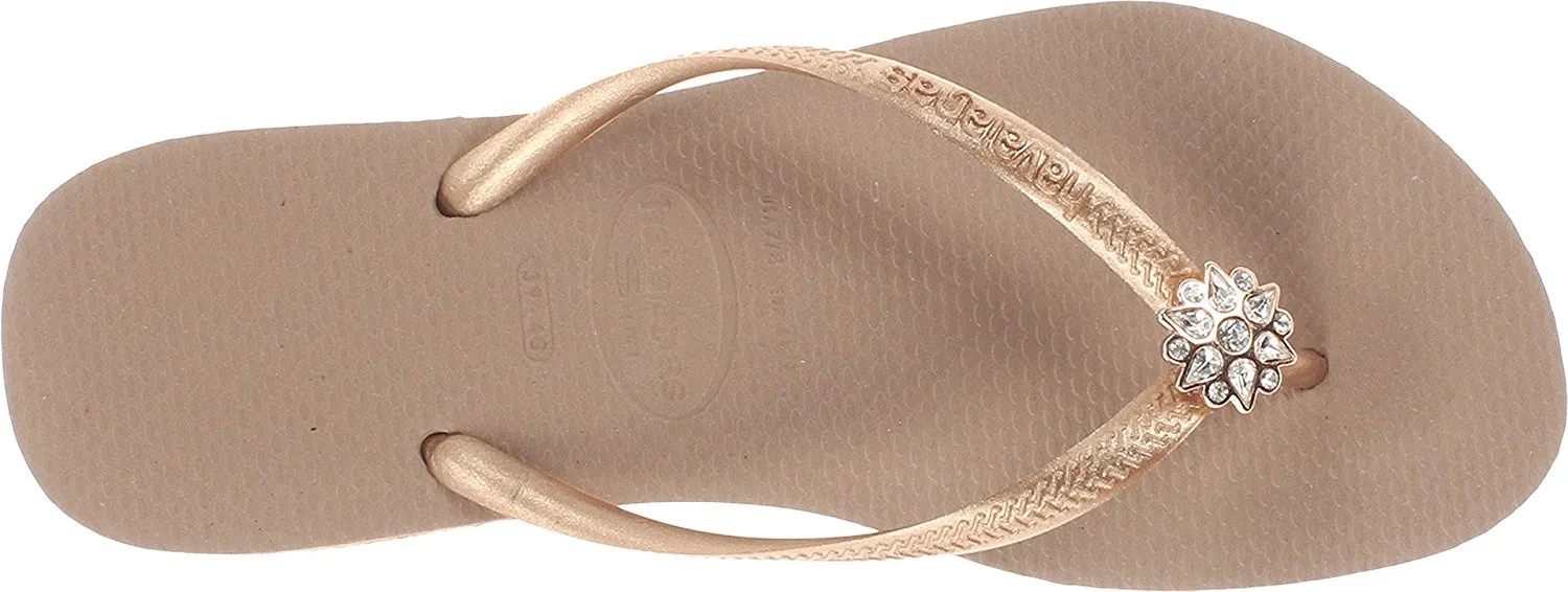 Havaianas Women's Slim Crystal Poem Flip Flop,Black-Black,39 BR-9-10 M US