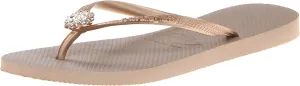 Havaianas Women's Slim Crystal Poem Flip Flop,Black-Black,39 BR-9-10 M US