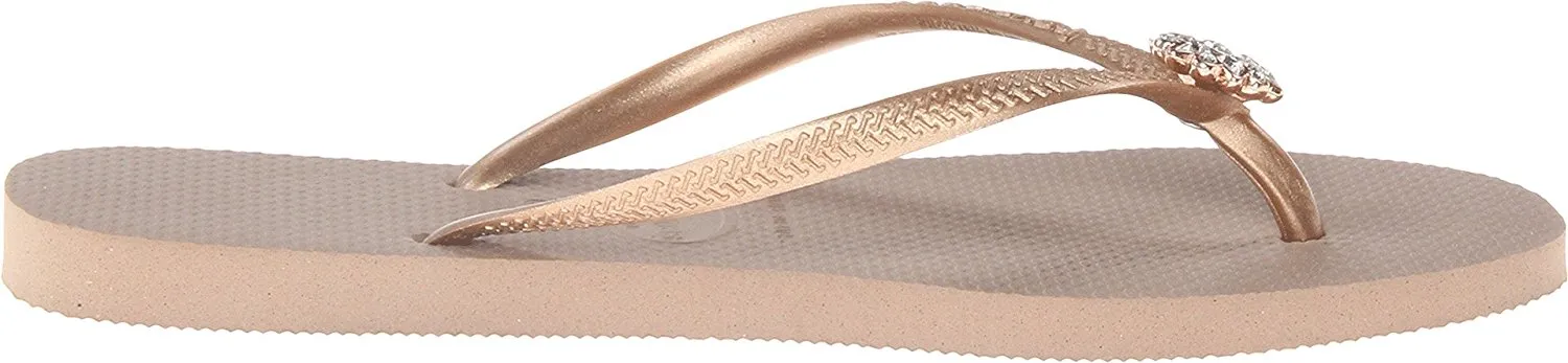 Havaianas Women's Slim Crystal Poem Flip Flop,Black-Black,39 BR-9-10 M US