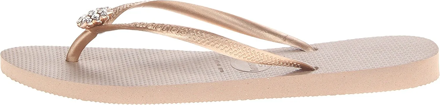 Havaianas Women's Slim Crystal Poem Flip Flop,Black-Black,39 BR-9-10 M US
