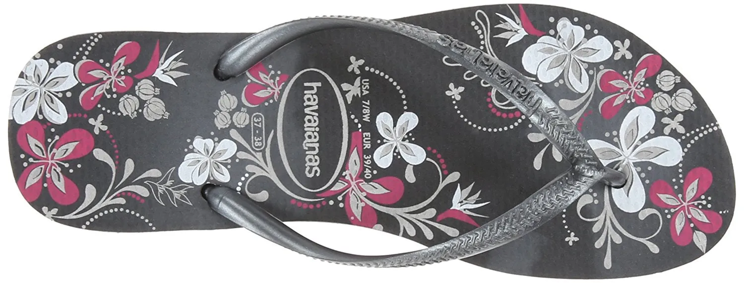 Havaianas Women's Slim Season Sandal, Dark Grey-Grey, 35 BR-6 M US