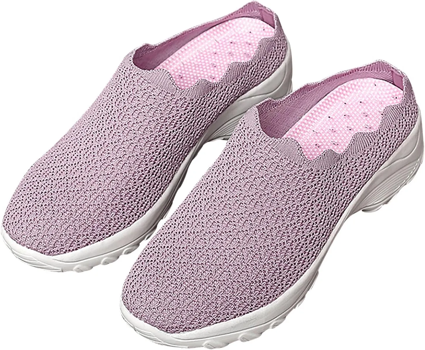 Hbeylia Women's Slip On Sneakers Walking Shoes Breathable Mesh Mule Slippers Hiking Work Nurse Shoes Lightweight Fashion Wedge Platform Chunky High Heels Sport Shoes For Women