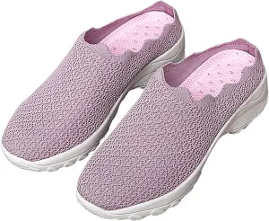 Hbeylia Women's Slip On Sneakers Walking Shoes Breathable Mesh Mule Slippers Hiking Work Nurse Shoes Lightweight Fashion Wedge Platform Chunky High Heels Sport Shoes For Women