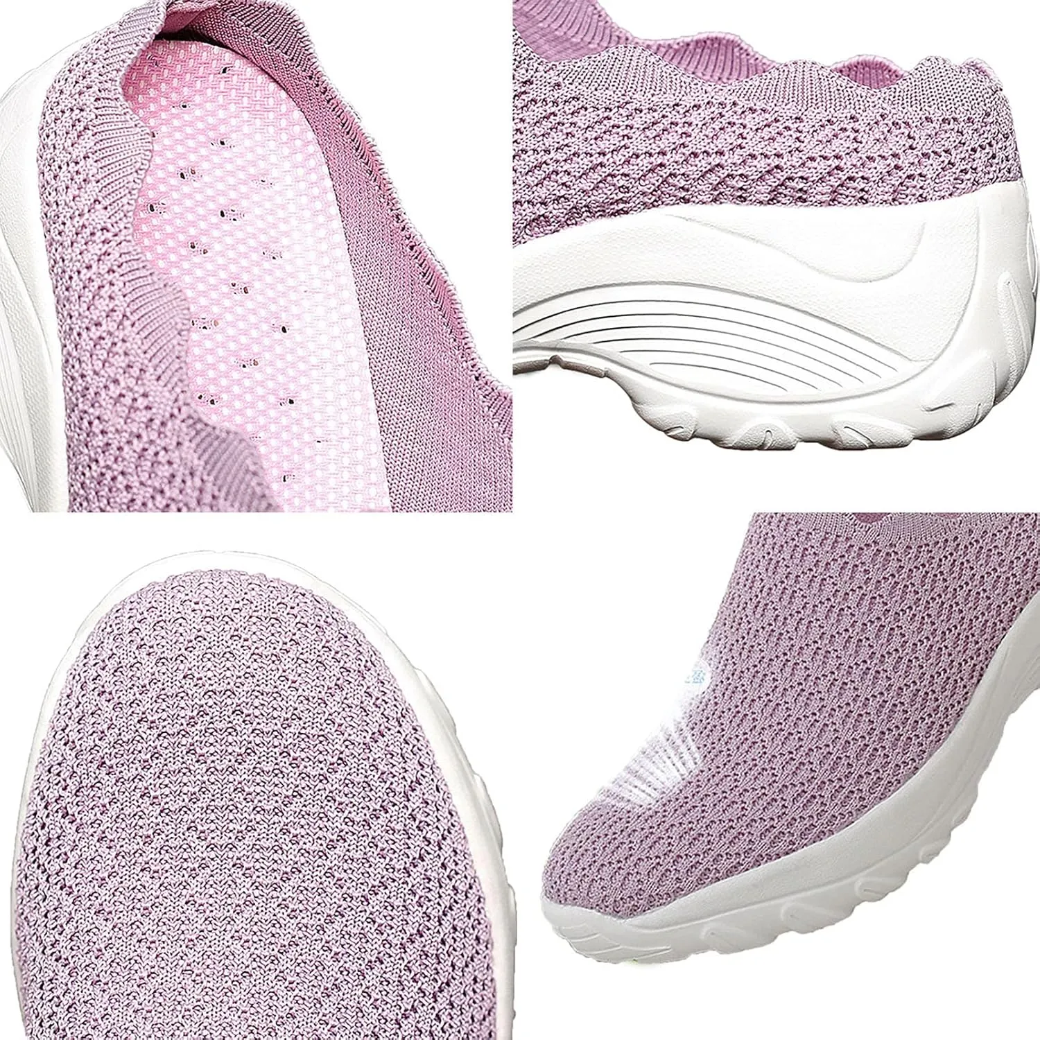 Hbeylia Women's Slip On Sneakers Walking Shoes Breathable Mesh Mule Slippers Hiking Work Nurse Shoes Lightweight Fashion Wedge Platform Chunky High Heels Sport Shoes For Women