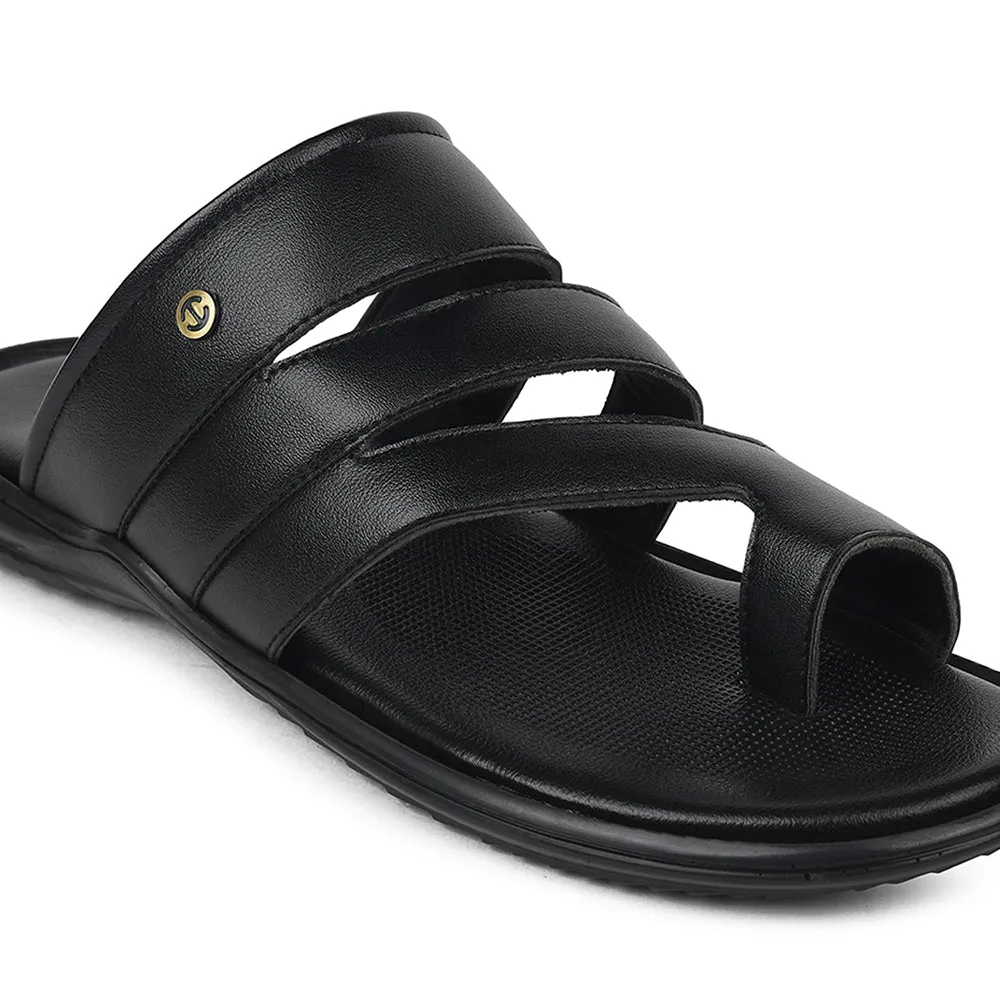 Healers Black Casual Slipper For Mens AOL-12 By Liberty