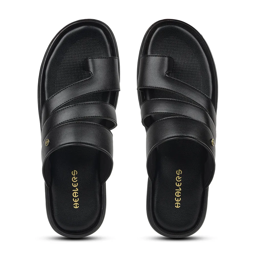 Healers Black Casual Slipper For Mens AOL-12 By Liberty