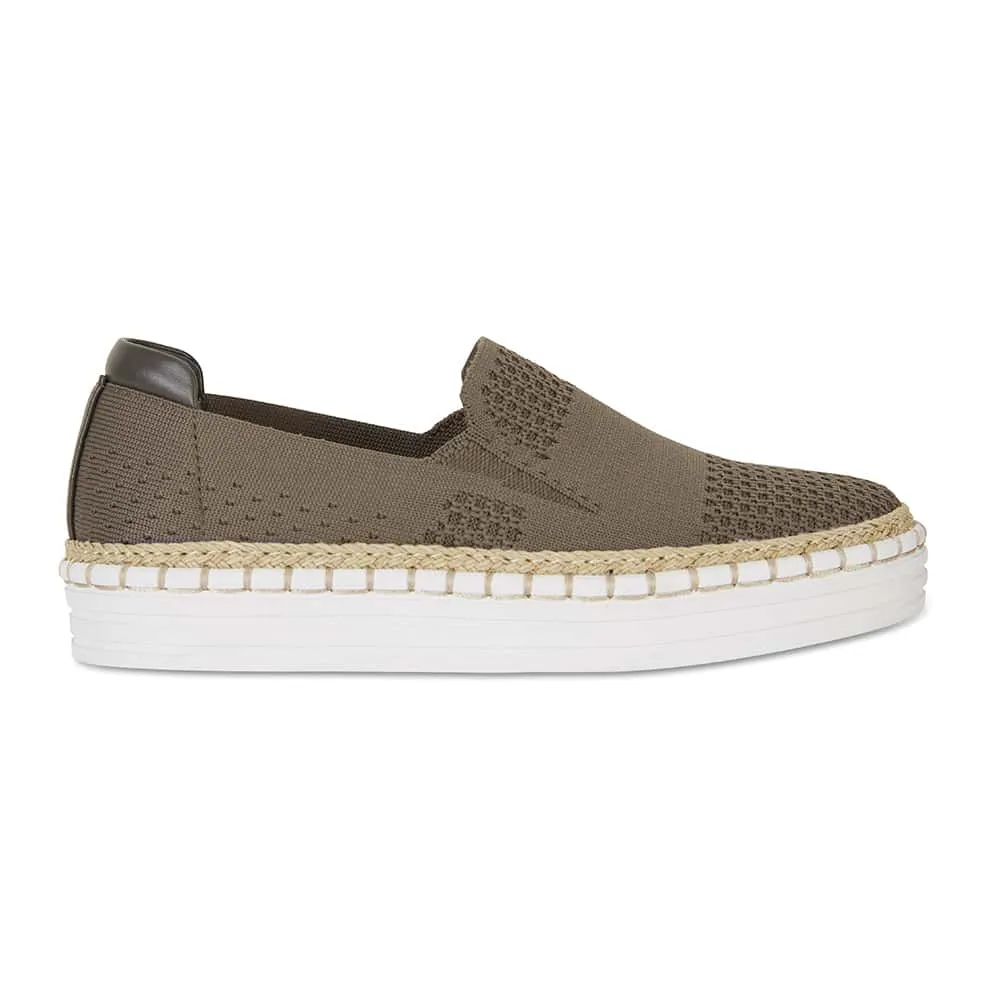 Heart Sneaker in Khaki Fabric