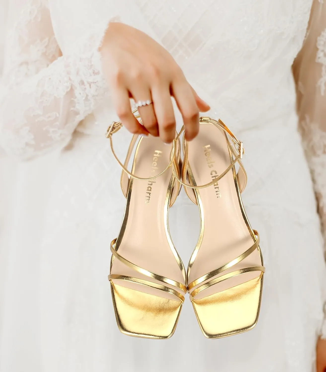 Heels Charm Women's Chunky Block Heeled Sandals 2.95 Inches Open Toe Ankle Strap Block High Heel Sandal Dress Dancing Chunky Sandals Daily Work Party Wedding Shoes