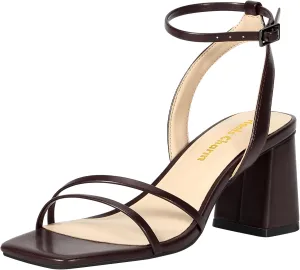 Heels Charm Women's Chunky Block Heeled Sandals 2.95 Inches Open Toe Ankle Strap Block High Heel Sandal Dress Dancing Chunky Sandals Daily Work Party Wedding Shoes