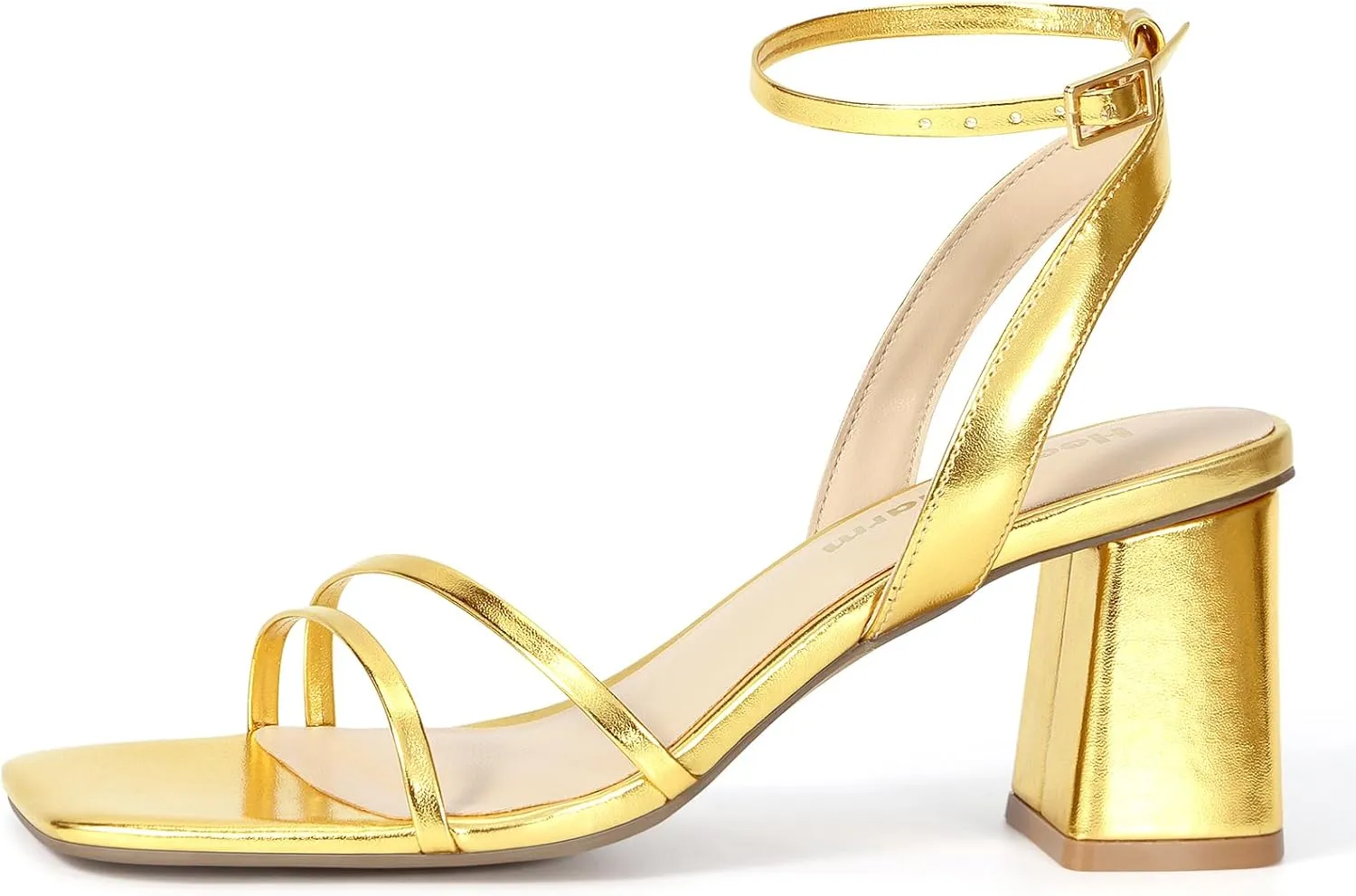 Heels Charm Women's Chunky Block Heeled Sandals 2.95 Inches Open Toe Ankle Strap Block High Heel Sandal Dress Dancing Chunky Sandals Daily Work Party Wedding Shoes