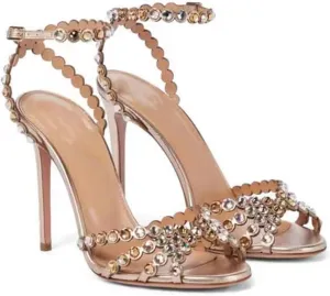 heels for women summer slim high heel round toe high heel open toe rhinestone large size hollow cross sandals(silver,6.5)