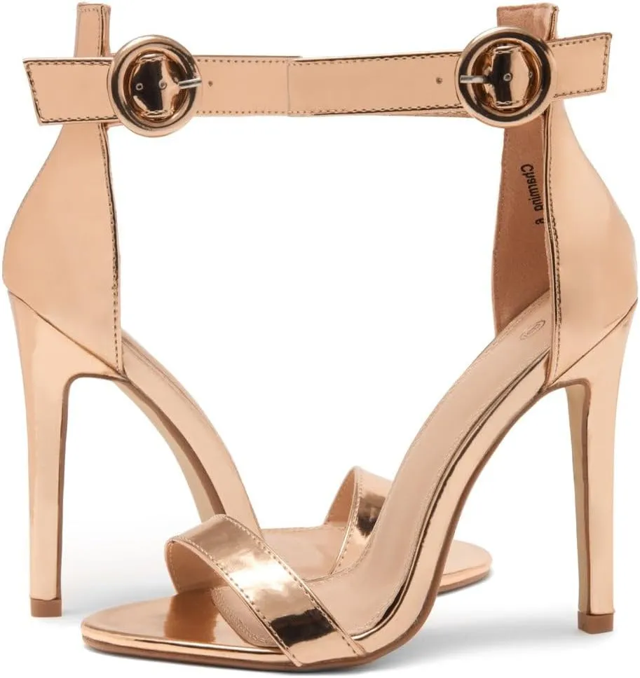 Herstyle Charming Women’s Heeled Dress Sandals Open Toe Ankle Strap High Stiletto Wedding Party Pump Shoes