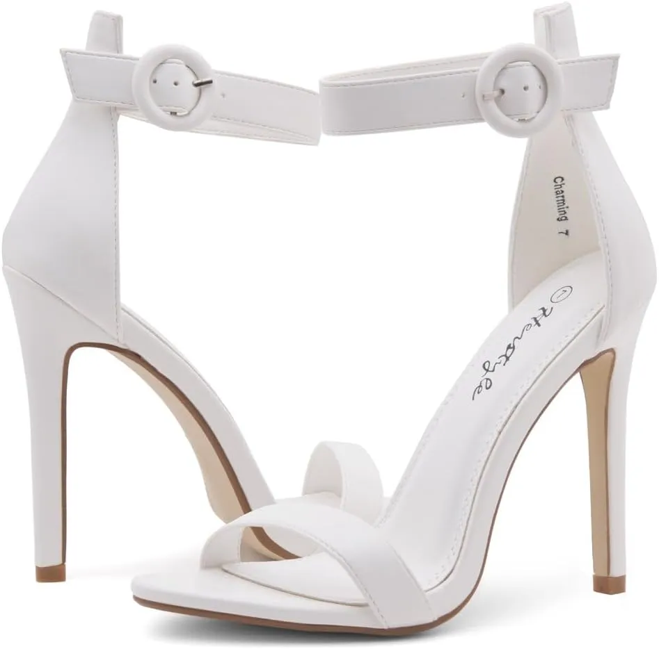 Herstyle Charming Women’s Heeled Dress Sandals Open Toe Ankle Strap High Stiletto Wedding Party Pump Shoes