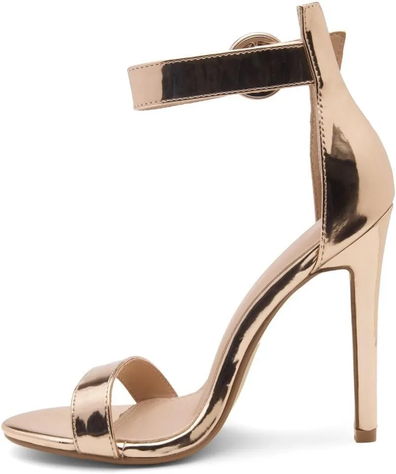 Herstyle Charming Women’s Heeled Dress Sandals Open Toe Ankle Strap High Stiletto Wedding Party Pump Shoes