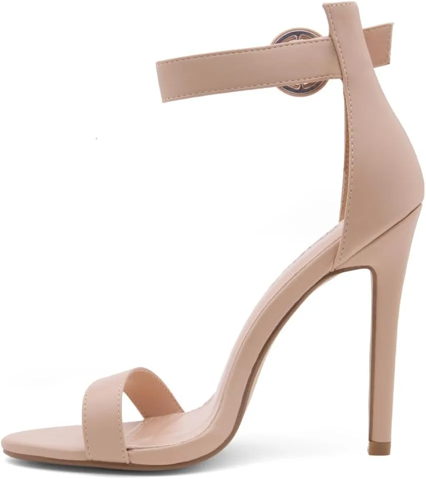 Herstyle Charming Women’s Heeled Dress Sandals Open Toe Ankle Strap High Stiletto Wedding Party Pump Shoes