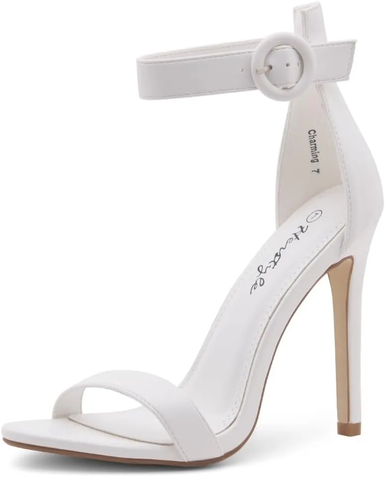 Herstyle Charming Women’s Heeled Dress Sandals Open Toe Ankle Strap High Stiletto Wedding Party Pump Shoes