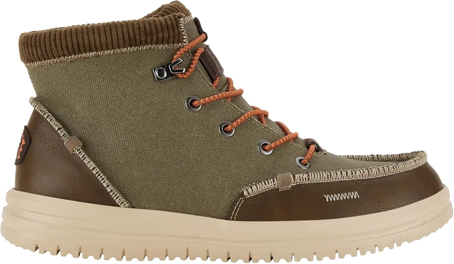 Hey Dude Men's Bradley Corduroy Collar Dusty Olive/Tan Loafer Flat