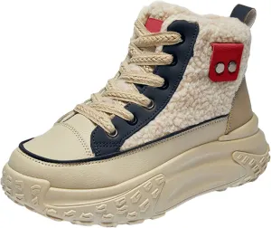 High Top Sneakers for Women Casual Winter Warm Platform Sneakers with Faux Fur Fleece Lining